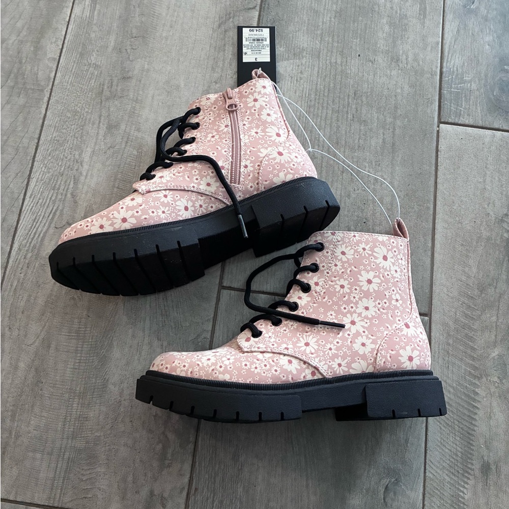 Floral Pink Ankle Boots